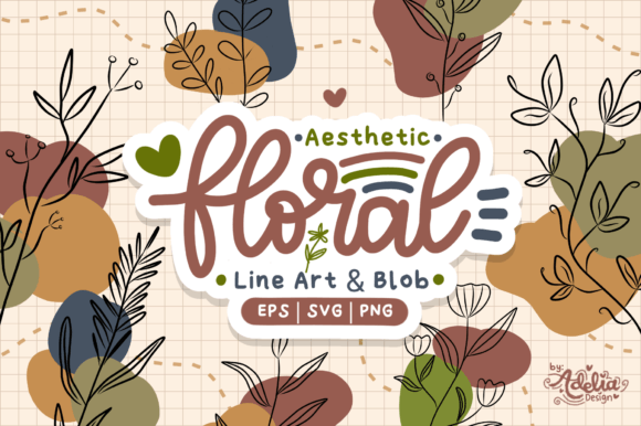Aesthetic Floral Line and Blob Clip Arts for Graphics and Illustrations