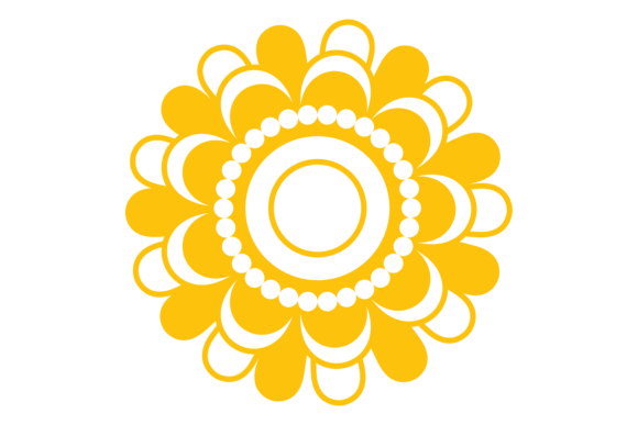 Bright Yellow Flower. Radial Floral Peta Graphics & Illustrations