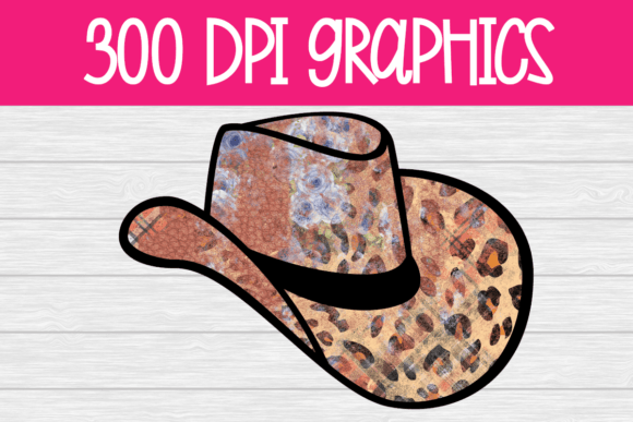 Cheetah Floral Cowboy Hat Png Clipart Graphics & Illustrations