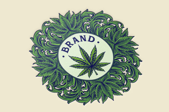 Classic Luxury Cannabis Floral Badge SVG Graphics & Illustrations