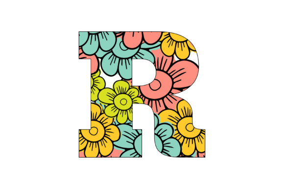 Colorful Floral Alphabet R Graphics for Blog and Website Design