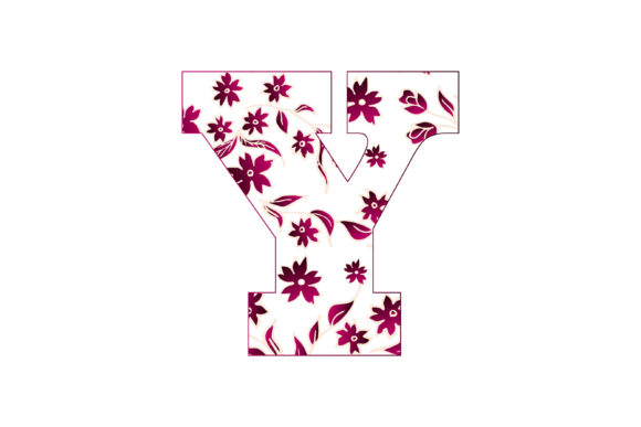 Colorful Floral Alphabet Y for Graphics and Illustrations