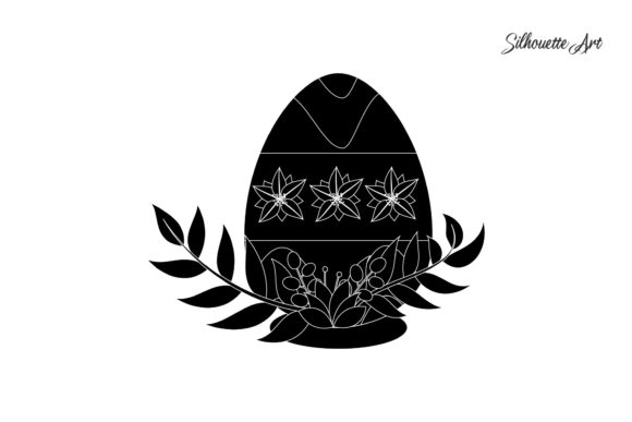 Easter Floral Concept Silhouette Art for Graphics and Illustrations