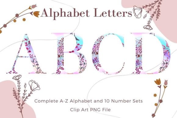 Floral Alphabet Sublimation Rainbow Font Graphics & Illustrations Review