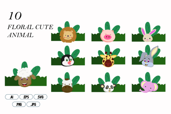 Floral Cute Animal Graphics for Illustrations & Sales