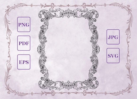 Floral Frame Elegant Black and White Graphics for Handmade Creators