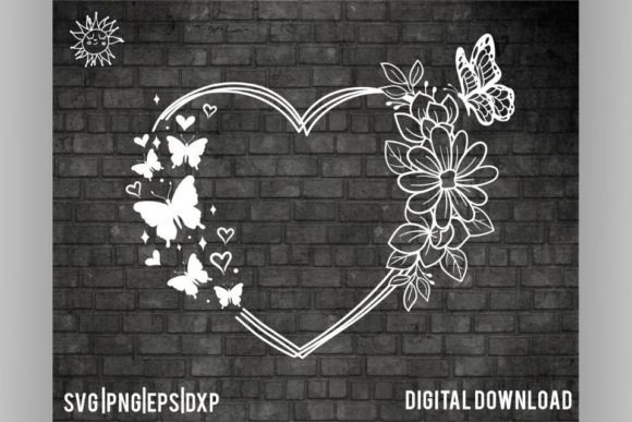 Floral Heart Design Graphics for Real Crafts