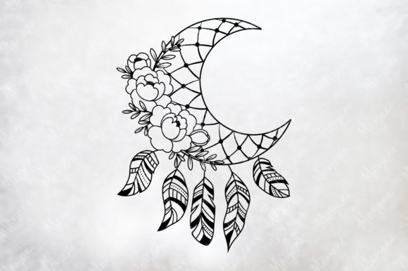 Floral Moon Dreamcatcher Graphics for Handmade Creations