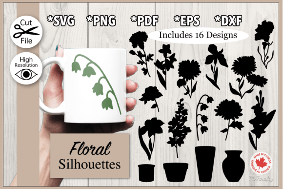 Floral Pots Silhouette Bundle: Graphics for Modern Illustrations