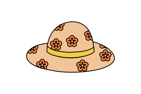 Floral Style Beach Hat Graphics for Editorial and Web Design