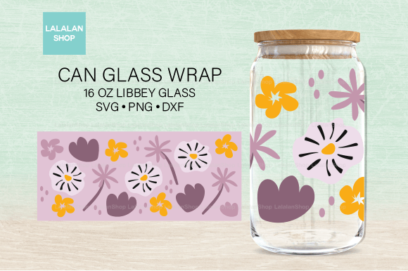 Floral Wrap for Libbey Can Glass 16oz Graphics & Illustrations Review
