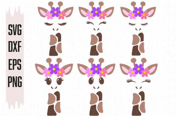 Giraffe Eyelashes Face Floral Graphics
