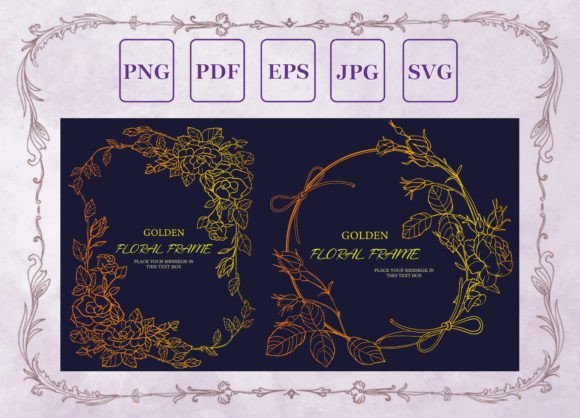 Gold Openwork Floral Frame Round Graphics and Illustrations Review