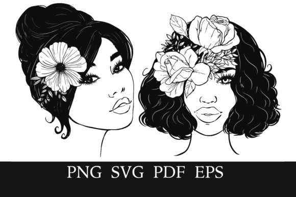 Review: 2 Floral Beautiful Line Art Women Graphics & Illustrations