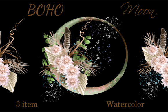 Round Floral Frame in Boho Style Moon Review