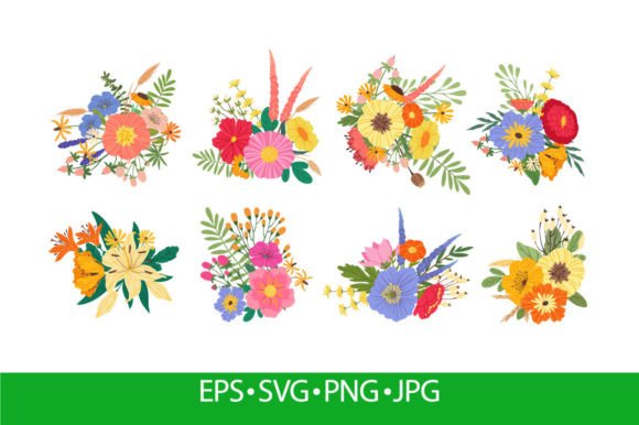 Spring Blooming Flower Bouquets, Floral Graphics and Illustrations Review