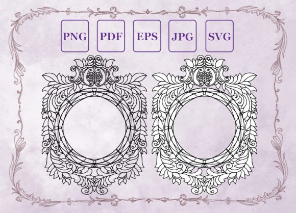 Vector Floral Monogram Frame Linear Graphics for Editorial