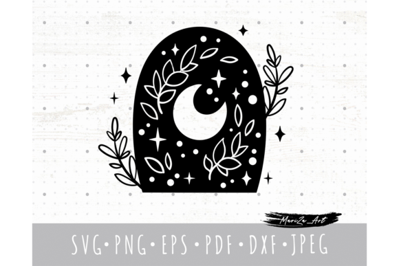 Witchy Floral Moon SVG PNG Image for Graphics and Freebies